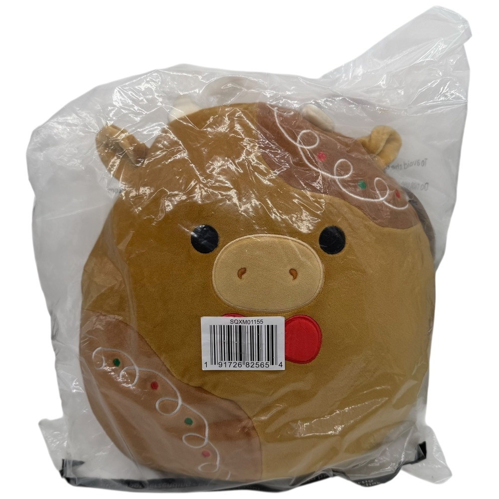 Squishmallows Connor Gingerbread Cow‎ Plush Christmas Holiday NWT